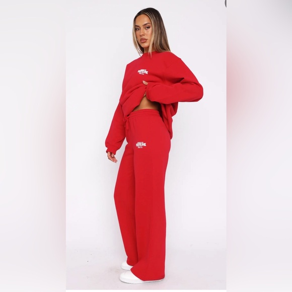 White Fox Capsule 9 Rodeo Crew Wide Leg Sweatpants Red Size SM - Picture 2 of 14